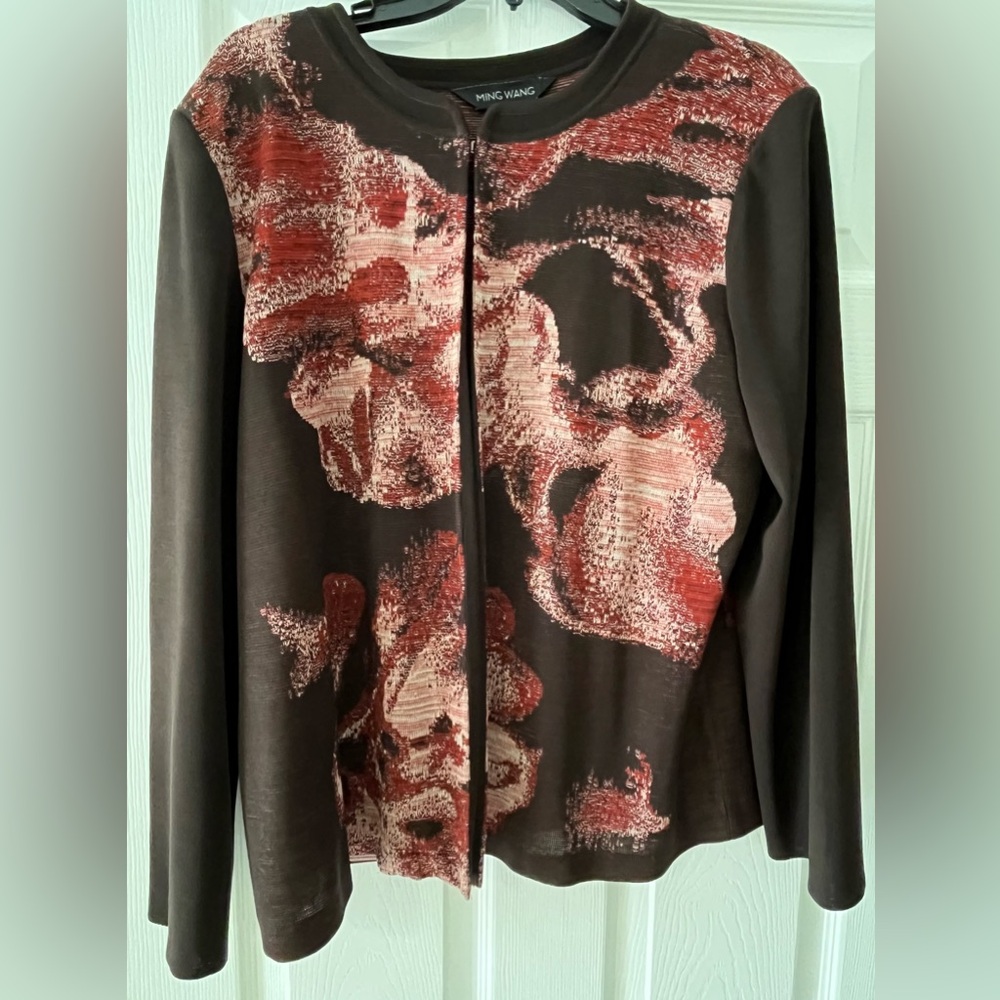 Ming Wang Brown and Orange Floral Women's Jacket